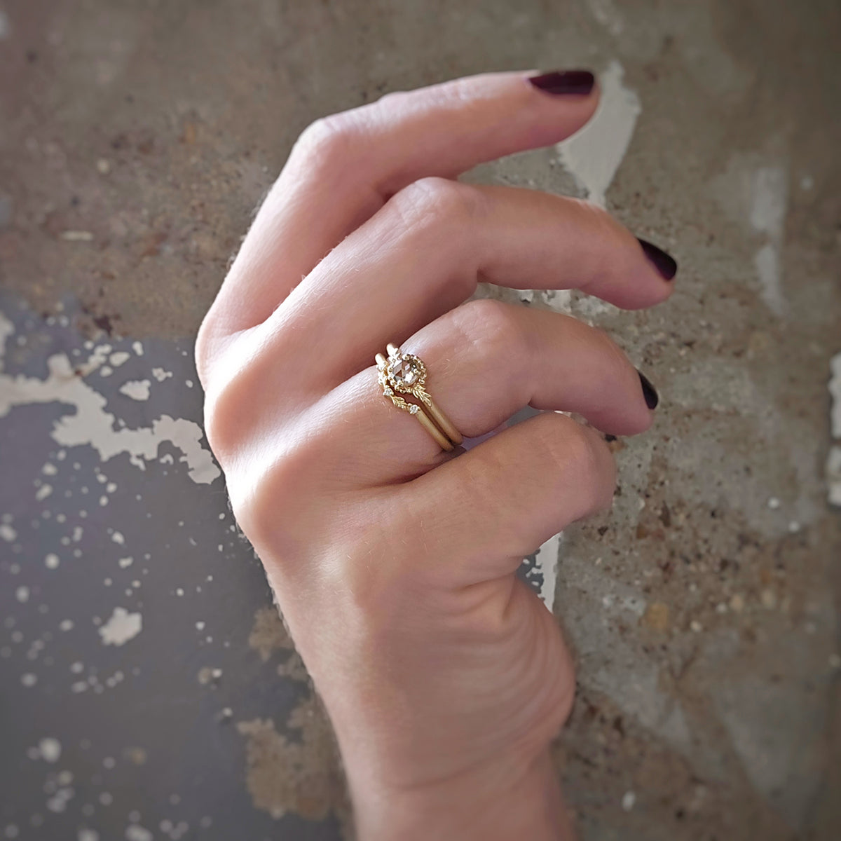 Wood Nymph Faye Cherie Ring (MT8511) - Rose Cut Champagne Diamond