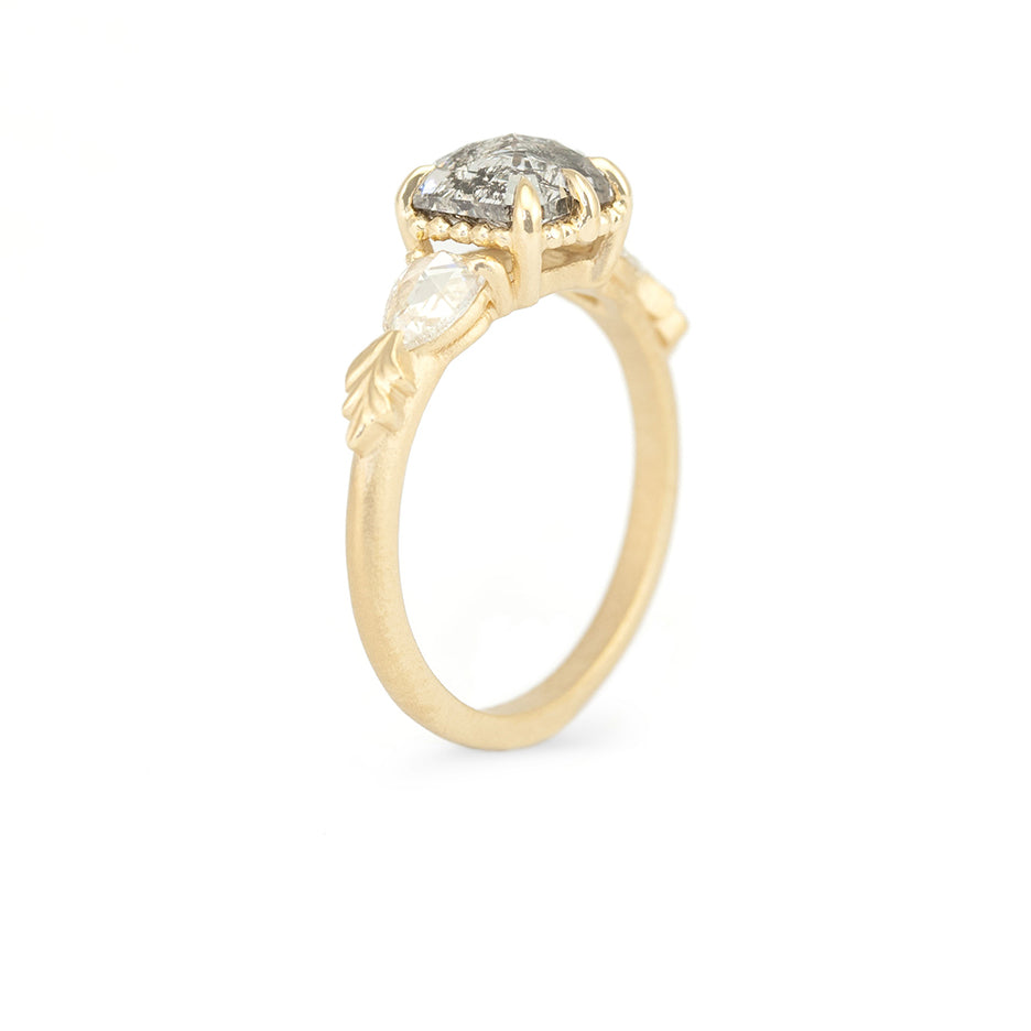 Wood Nymph Ivy Ring (LC8227) -  Asscher Salt and Pepper Diamond