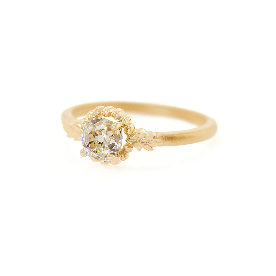 Diamond Engagement Ring in Yellow Gold with Detailing Front View