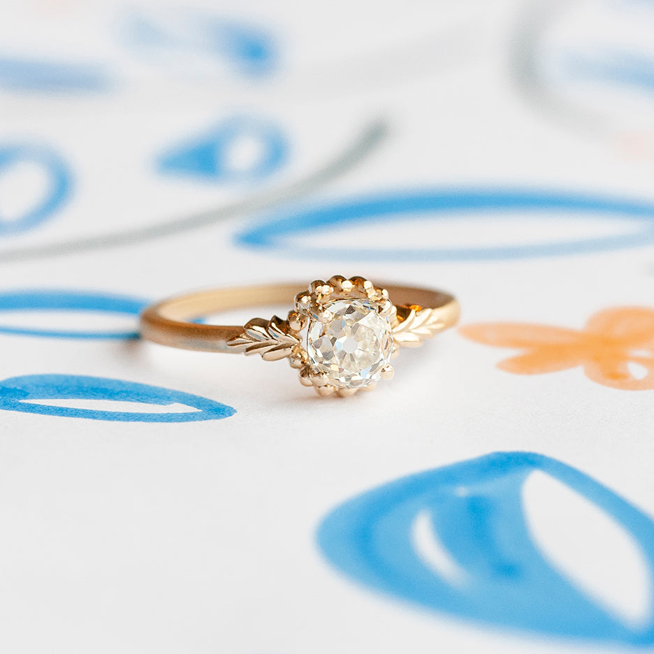 Wood Nymph Faye Solitaire Ring (MT6927)- 0.74 Antique Old Mine Cut Diamond