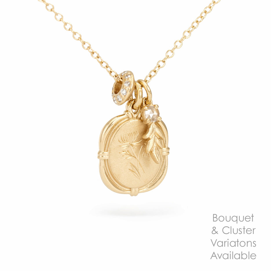 Charm Cluster Necklace in Yellow Gold