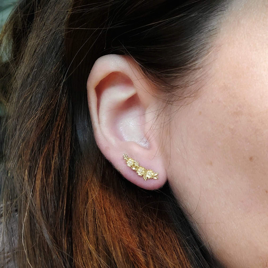 Veil Posey Studs - Yellow Gold Floral Earrings - megan thorne