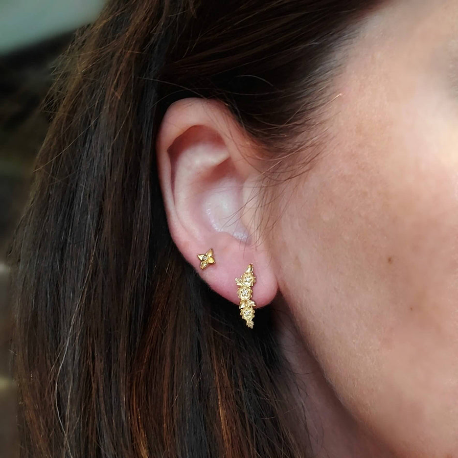 Large Flower Earrings | Big Flower Ear Cuff | Gold Flower Studs – Katou  Jewelry