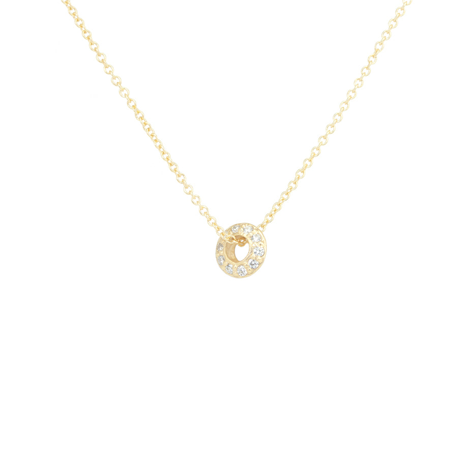 Diamond Rondelle Necklace in Yellow Gold Front View