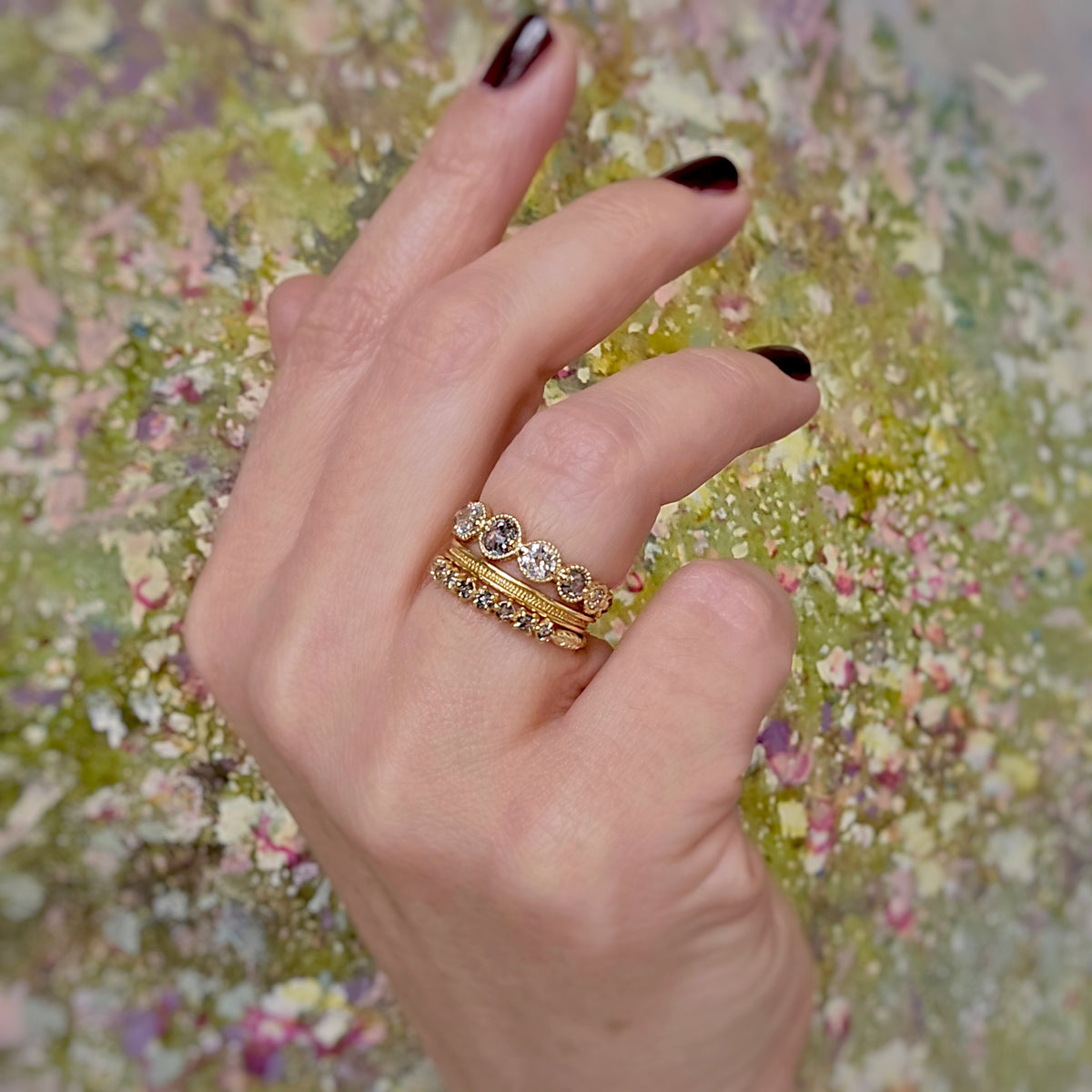 Evergreen Mixie Band- Mixed Cut Salt and Pepper Diamonds