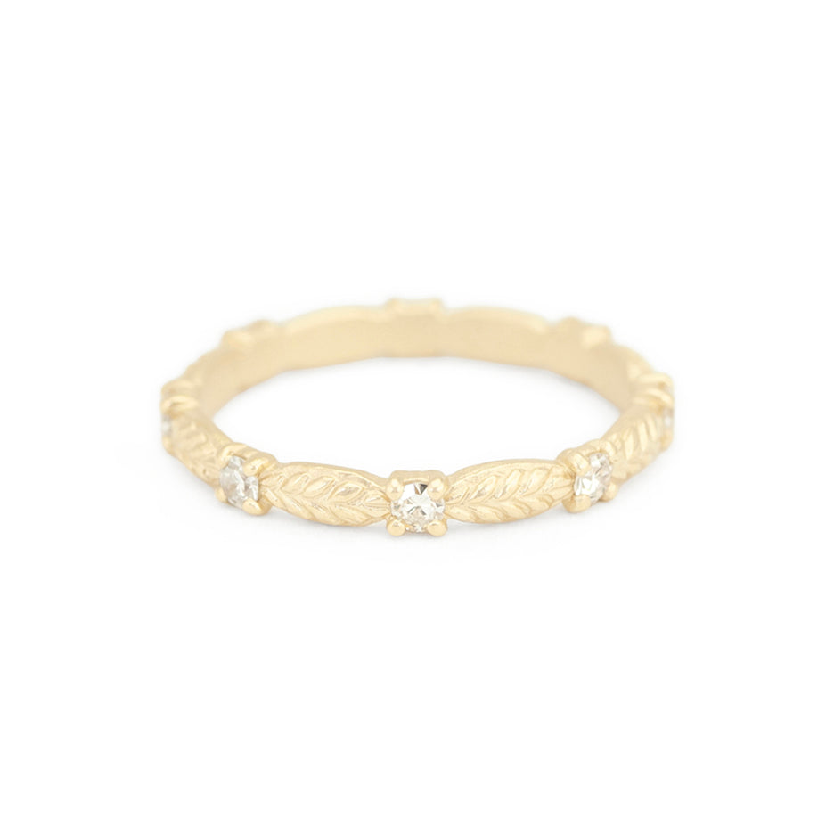 Diamond Eternity Band in Yellow Gold with Detailing