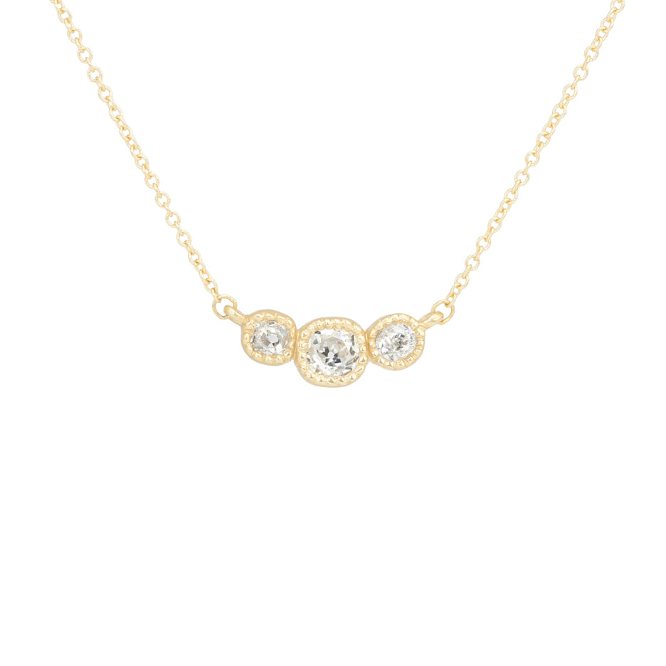 Antique Diamond Necklace in Yellow Gold with Detailing Front View