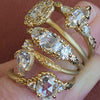 Handmade classic engagement rings with rose cut diamonds, vintage cut diamonds, single cut diamonds, in 18K yellow gold by Designer Megan Thorne