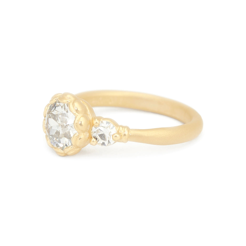 Diamond Engagement Ring in Yellow Gold with Detailing Side View