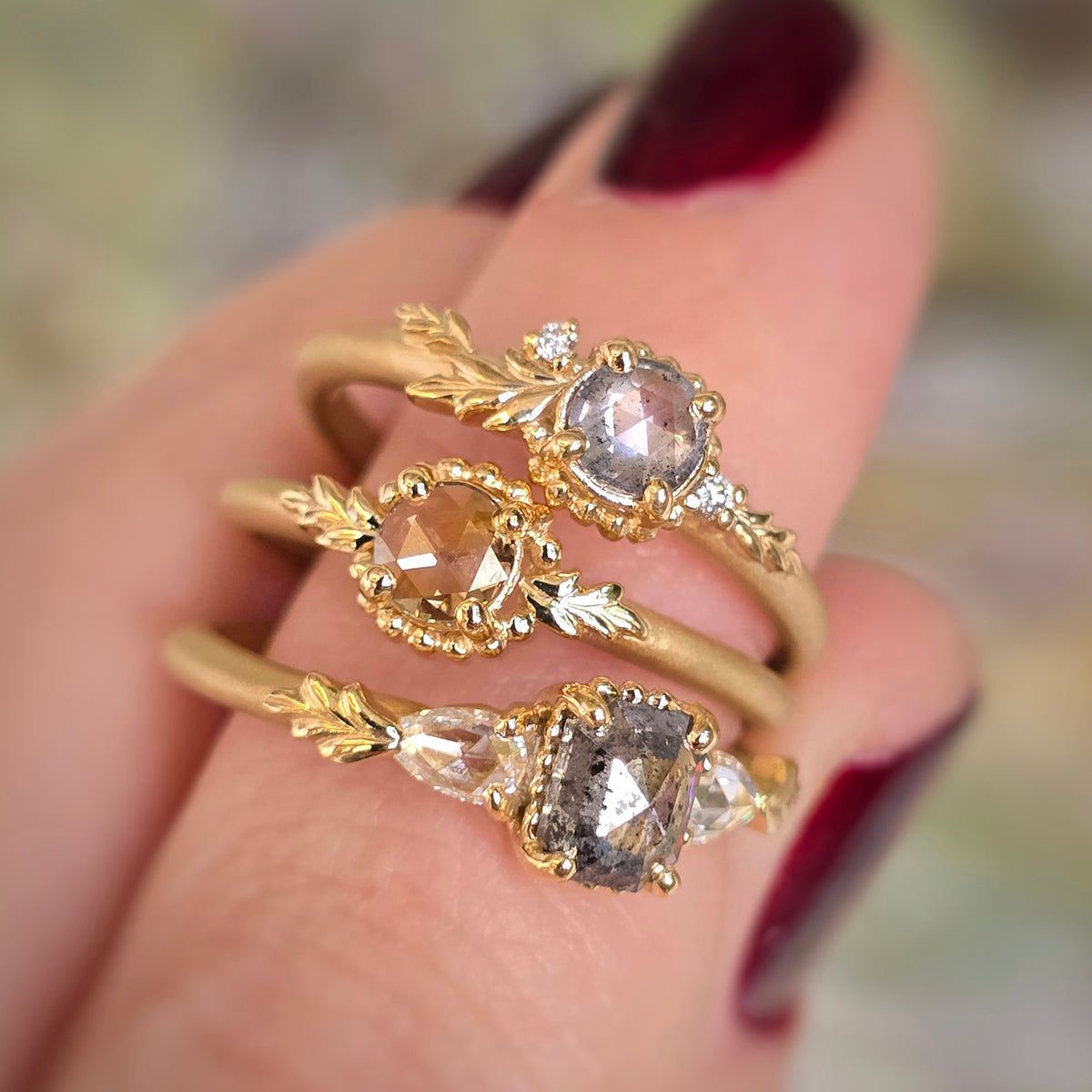 Wood Nymph Faye Cherie Ring (MT8511) - Rose Cut Champagne Diamond