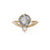 rose cut diamonds in vintage inspired yellow gold evergreen tulip ring angle 1
